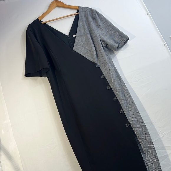 Fame Partners 20 Women's Everly Black Plaid Split‎ Button Midi Dress
